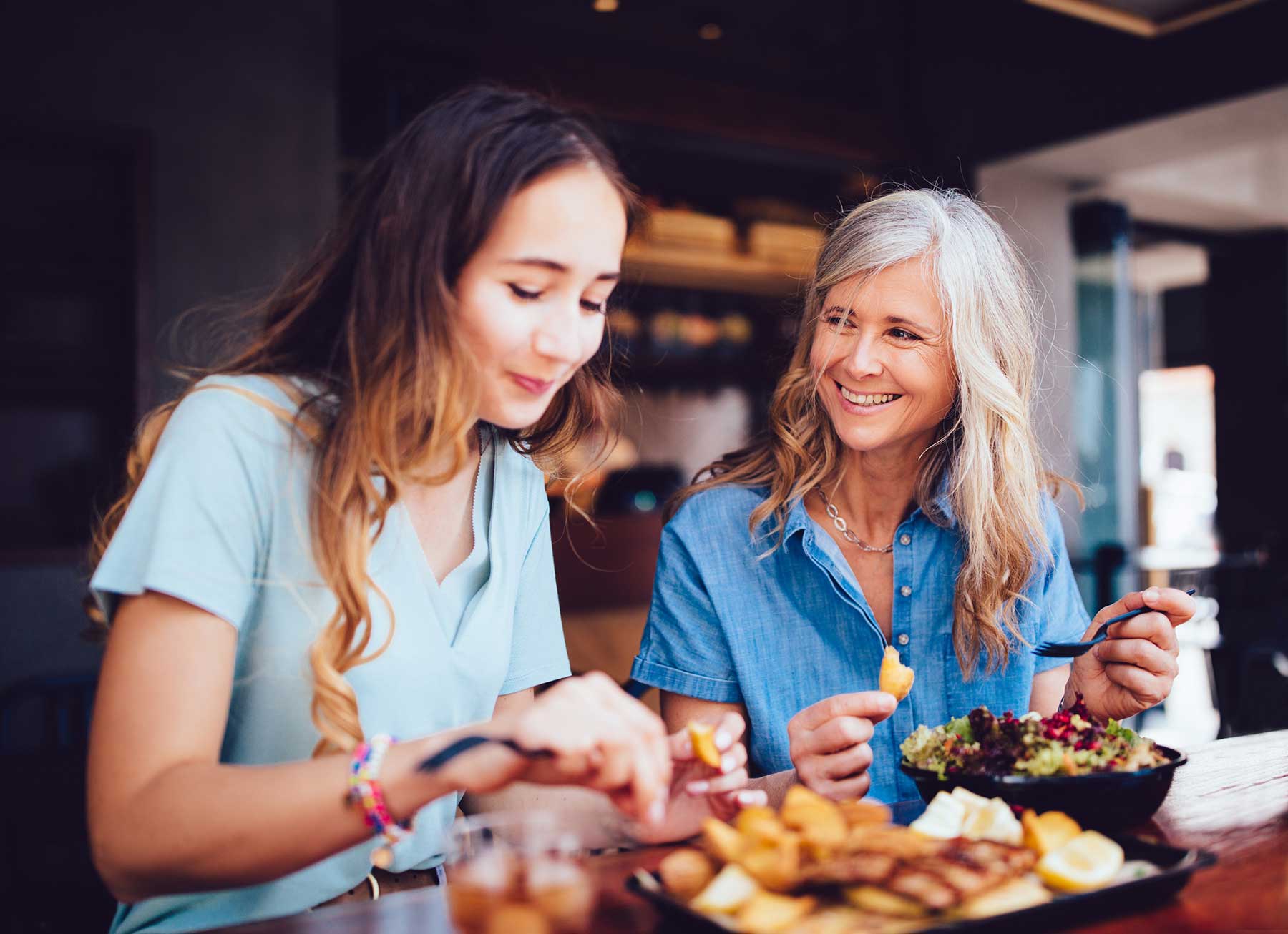 Two women in conversation 